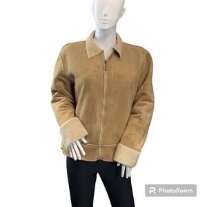Robert Kitchen | Bear Print Faux Suede Fleece Jacket